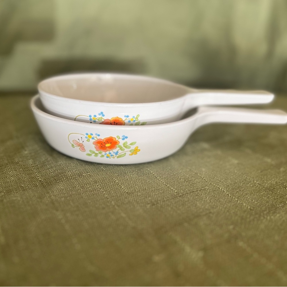 PENDING: Vintage Corningware Wildflower Pattern Ceramic Pan Set